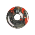 Natural gray and red agate donut crystal pendant with a polished mineral texture surface - African Blood Stone