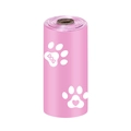 Single roll of pink biodegradable dog waste bags with white paw prints and DOG text - Pink / Paw Print / 1.3 Silk