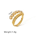 Vintage 18k gold double-layer ring with white pearls and wheat leaf texture - White Pearl Wheat Texture Style (HF-J1464)