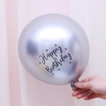 12-inch metallic silver Happy Birthday balloon with black star print and chrome finish - Silver