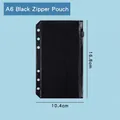 A6 size black 6-hole zipper binder pocket for loose-leaf planners, 16.8cm x 10.4cm - A6 Loose Leaf 6-Hole Zipper Bag (Black)