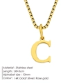 Minimalist stainless steel box chain necklace with 14K gold initial C pendant and adjustable length - Letter C / Gold