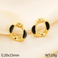 Crossed geometric gold and black enamel earrings on silk background showing 20x15mm size - Style D Gold (KE114512-K)