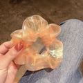 Orange apricot organza scrunchie with metallic laser sheen and sheer mesh texture - Iridescent Orange