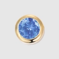 Golden round pendant with vibrant blue gemstone setting for DIY jewelry making - 6mm / March-Light Blue (Steel Color)