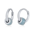 S925 silver hoop earrings with cylindrical blue turquoise inlaid stone charms - Cylinder Blue Bead Hoop Silver