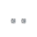 Classic S925 sterling silver stud earrings featuring round clear cubic zirconia stones - April-ED3483 / 925 Silver