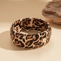 Faux leather wide cuff bracelet with vintage leopard print patterns for women - Bangle - Leopard Print (Wide)