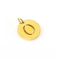 Polished gold stainless steel round hollow pendant featuring alphabet letter O - Letter O (O-Pendant)