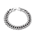 Bracciale da uomo a catena cubana in acciaio inossidabile argento con chiusura a scatola - Medio / Color Acciaio