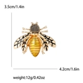 Fashionable gold enamel bee brooch with yellow abdomen and detailed size measurements - Yellow