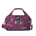 Purple camo nylon handbag with black PU handles and adjustable shoulder strap - Camouflage Purple
