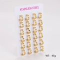 Polished 18K gold stainless steel heart-shaped hoop earrings set on display card - Medium (15.5*13mm)