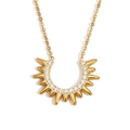 Collana in acciaio inossidabile placcata oro 18K con ciondolo a U e zirconi - Pendaglio Copricapo Capo Indiano / Oro