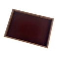Rectangular walnut wood jewelry display tray with elegant dark brown velvet lining - Empty Tray