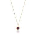 Elegant 18K gold plated titanium necklace with a round purple natural stone pendant - Purple Crystal