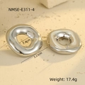 Specifiche dettagliate delle dimensioni per orecchini a cerchio irregolari in acciaio - Argento (NMSE-E311-4)
