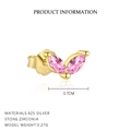Exquisite S925 sterling silver heart earrings with pink zircon and golden finish - 925 Silver / Gold Color / Single 2-Zirconia (E4837)