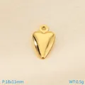 Polished 18k gold plated stainless steel heart pendant in 18x11mm size for DIY necklaces - Gold Heart 18x11mm(KLJ10037-Z)