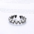 Anello teschio vintage in argento 925 stile punk gotico con fascia regolabile - Aperto Regolabile / Argento Tailandese
