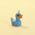 Cute light blue resin duck pendant with a metal ring and orange beak for DIY crafts - Solid Dark Blue (Silver Pin)