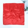 Satin red square scarf with silk texture and fine stitching on a white background - Red