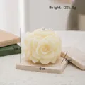 Cream white rose shaped scented candle with detailed flower petals on stone base - Round Rose Style(80) / Cream White