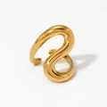Minimalist S-shaped geometric ear cuff in polished gold finish with a sleek modern design - One Size(Adjustable) / Gold Wave Geometric Style (KB711)