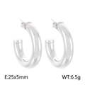Orecchini a cerchio a C in acciaio inossidabile argento lucido 25x5mm stile vintage - Stile C Colore Acciaio Cerchio Grosso Lucido