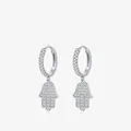 Elegante S925 Sterling Silber Hamsa-Hand Creolen mit funkelndem Kristall-Pavé-Besatz - 925er Silber