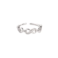 Silver S925 infinity ring with shimmering zircon stones and adjustable open band - Infinity Love