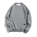 Grijze slim-fit herensweatshirt met lange mouwen, ronde hals en 3D-gewatteerd ruitpatroon - S / Grijs