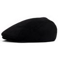 Klassieke zwarte suède flatcap met vintage naden voor heren in de herfst en winter - Verstelbaar / Zwart