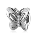 925 silver butterfly spacer charm with sparkling cubic zirconia for DIY bracelets - Pave Zirconia Style / PA0125-Silver Butterfly with Stones