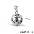 Polished silver football pendant necklace in stainless steel, height 22mm weight 24.1g - QZ05-Football-Steel