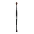 Close-up of double-ended makeup brush with soft brown bristles and sleek black handle - Dual-Ended Eyeshadow Brush