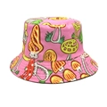 Pink bucket hat featuring all-over colorful abstract mushroom patterns and floral print - M (56-58cm) / Pink Abstract Mushroom (52#)