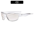 Y2K Cyberpunk sporty sunglasses with metallic silver frame and clear lenses for C2 variant - Silver Frame Gradient Silver Lens