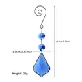 Close-up of a 50mm blue crystal leaf pendant with dimensions and weight 22g - 14.6cm/22g / Blue