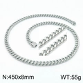 Collier chaîne gourmette classique en acier inoxydable argenté, taille 450x8 mm - Collier Argent 450x8mm