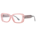 Montatura occhiali retrò rosa con stanghette in marmo grigio e decori a diamante - Montatura Rosa Lente Trasparente (C14)