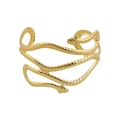 Bohemian gold snake-shaped open cuff bracelet featuring detailed scale textures - Gold Snake Scale Cuff B91