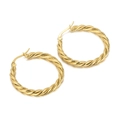 Elegant gold twisted hoop earrings with delicate woven texture and secure clasp closure - Gold