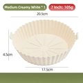 Creamy white 7 inch silicone air fryer liner with heat resistant wavy walls and side handles - M (7 Inch) / Off White