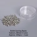 Chiusure per orecchini a proiettile 5x6mm, set da 200 pezzi con scatola trasparente - Fermagli per orecchini argento a forma di proiettile circa 200 pezzi con scatola