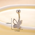 Piercing all'ombelico in acciaio con pendente a farfalla in zirconia da 1,05 cm argento - Stile 2-Farfalla / Argento