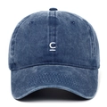 Berretto da baseball vintage in cotone lavato blu navy con logo C ricamato e visiera - Blu navy