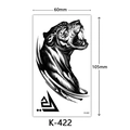 Waterproof temporary tattoo sticker with black and white beast head design model K-422 - K-422 Roaring Tiger Head