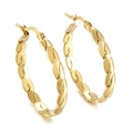 Elegant gold twisted rope hoop earrings with a polished woven texture finish - Gold