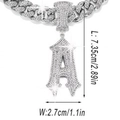Collana d'argento con ciondolo lettera A con strass, catena cubana e dimensioni - Pendente Singolo Lettera A Argento